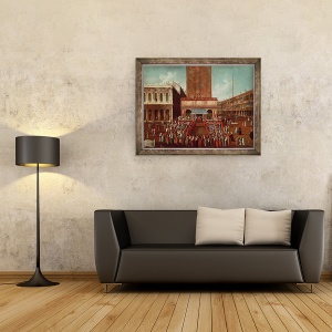 Tablou inramat - Gabriele Bella - Loteria publica de la Loggetta, Piazza San Marco, 60 x 80 cm - Img 2