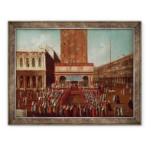 Tablou inramat - Gabriele Bella - Loteria publica de la Loggetta, Piazza San Marco, 70 x 90 cm