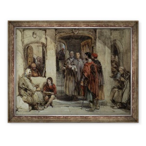 Tablou inramat - George Cattermole - O scena a vietii monahale, 70 x 90 cm