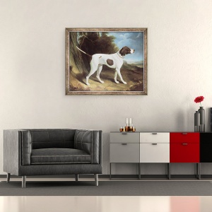 Tablou inramat - George Garrard - Portretul unui ficat si pointer alb, 50 x 60 cm - Img 2