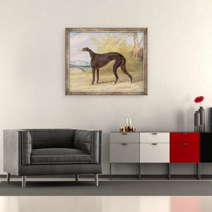 Tablou inramat - George Garrard - Unul dintre ogarii castigatori ai lui George Lane Fox - Curva neagra si alba, Juno, cunoscuta si sub numele de Elizabeth, 50 x 60 cm - Img 2