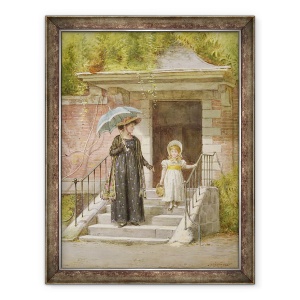 Tablou inramat - George Goodwin Kilburne - Mergand la cumparaturi, 60 x 80 cm