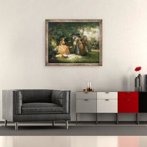 Tablou inramat - George Morland - Retrecutul pescarului, 50 x 60 cm - Img 2