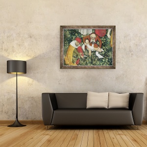 Tablou inramat - Giacomo Jaquerio - Fantana Vietii, detalii despre barbati in varsta dezbracati, 60 x 80 cm - Img 2