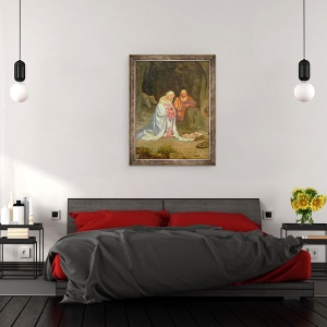 Tablou inramat - Giorgio Giorgione - Adorarea Pastorilor, detaliu al Sfintei Familii, 70 x 90 cm - Img 3