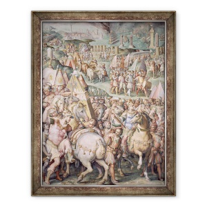 Tablou inramat - Giorgio Vasari - Asediul Livorno de Maximilian I 1459-1519 din Salone dei Cinquecento, 70 x 90 cm