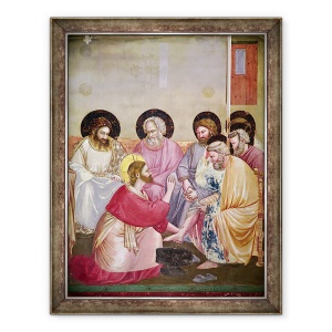 Tablou inramat - Giotto di Bondone - Hristos Spaland picioarele ucenicilor, detalii despre Hristos si sase discipoli, 60 x 80 cm