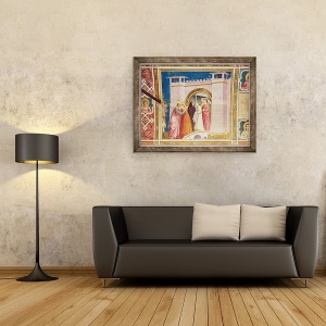 Tablou inramat - Giotto di Bondone - intalnirea lui Ioachim si a Annei la Poarta de Aur, 70 x 90 cm - Img 2