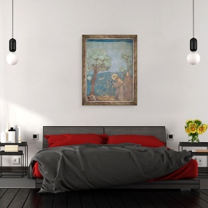 Tablou inramat - Giotto di Bondone - Sfantul Francisc Predica Pasarilor, 70 x 90 cm - Img 3