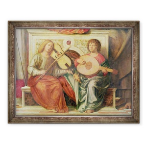 Tablou inramat - Giovanni Battista Cima da Conegliano - Detaliu al muzicienilor de inger dintr-o pictura a Fecioarei si a sfintilor, 70 x 90 cm
