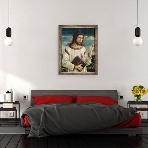 Tablou inramat - Giovanni Bellini - Hristos binecuvantare, 70 x 90 cm - Img 3