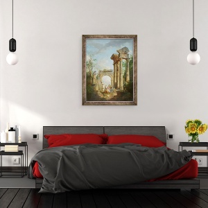 Tablou inramat - Giovanni Maria Griffoni - Ruinele Templului lui Vespasian, 70 x 90 cm - Img 3