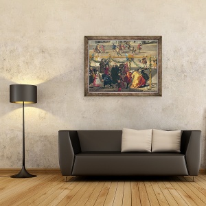Tablou inramat - Giovanni Paolo Pannini - Pregatire pentru spectacolul de artificii tinut la Piazza Navona, Roma, pentru a sarbatori nasterea Delfinului, 70 x 90 cm - Img 2