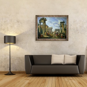 Tablou inramat - Giovanni Paolo Pannini - Ruinele romane cu un profet, 60 x 80 cm - Img 2