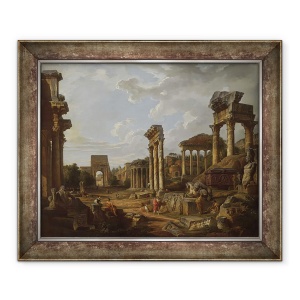 Tablou inramat - Giovanni Paolo Pannini - Un Capriccio al Forumului Roman, 50 x 60 cm