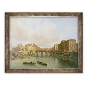 Tablou inramat - Giuseppe Canella - Pont Neuf, Ile de la Cite, Monetaria Parisului si Quay Conti, 70 x 90 cm