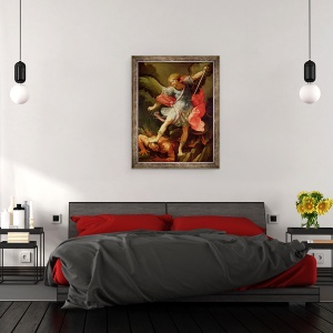 Tablou inramat - Guido Reni - Arhanghelul Mihail invingandu-l pe Satana, 70 x 90 cm - Img 3