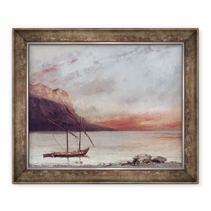 Tablou inramat - Gustave Courbet - Apus de soare peste Lacul Leman, 50 x 60 cm