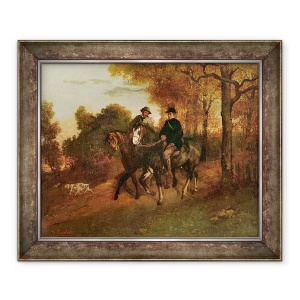 Tablou inramat - Gustave Courbet - intoarcerea de la vanatoare, 70 x 85 cm