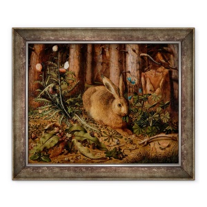Tablou inramat - Hans Hoffmann - Un iepure in padure, 50 x 60 cm