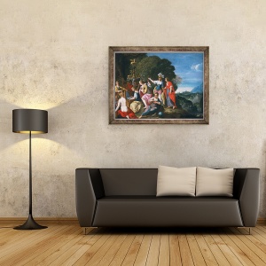 Tablou inramat - Hans Konig - Athene si cele noua muze la fantanile din Hipokrene, 60 x 80 cm - Img 2