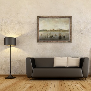 Tablou inramat - Hendrick Dubbels - Vedere de Batavia cu lantul muntos al Salak, 70 x 90 cm - Img 2