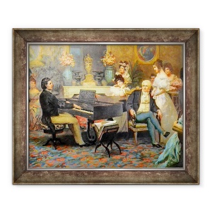 Tablou inramat - Hendrik Siemiradzki - Chopin cantand la pian in Salonul Printului Radziwil, 1887 - Frederic Chopin 1810-1849, 50 x 60 cm