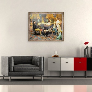 Tablou inramat - Hendrik Siemiradzki - Chopin cantand la pian in Salonul Printului Radziwil, 1887 - Frederic Chopin 1810-1849, 50 x 60 cm - Img 2