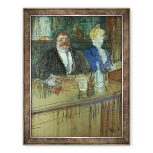 Tablou inramat - Henri de Toulouse-Lautrec - in bar, Proprietarul de grasime si casierul anemic, 70 x 90 cm