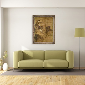 Tablou inramat - Henri de Toulouse-Lautrec - Semne pentru casa Goulue, la Targul Trone din Paris. Dansul maur, La Gouloue Louise Weber la Foire du Tréne detaliu al lui Oscar Wilde, 60 x 80 cm - Img 2