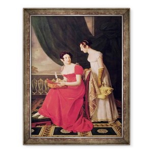 Tablou inramat - Henri Francois Riesener - Doamna Riesener si sora ei, Madame Longroy, 70 x 90 cm
