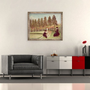 Tablou inramat - Henri J.F. Rousseau - Artistul Pictandu-si sotia, 50 x 60 cm - Img 2