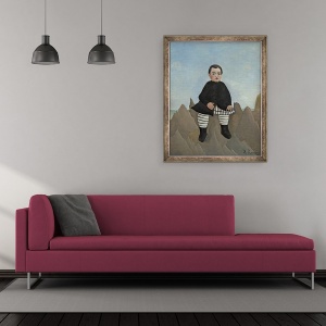 Tablou inramat - Henri J.F. Rousseau - Baiat pe stanci, 50 x 60 cm - Img 2