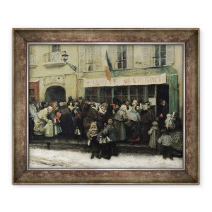Tablou inramat - Henri Pille - O supa de bucatarie in timpul asediului de la Paris, 50 x 60 cm