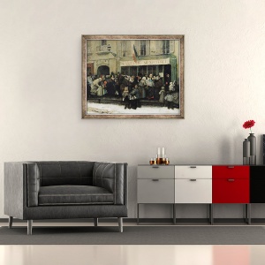 Tablou inramat - Henri Pille - O supa de bucatarie in timpul asediului de la Paris, 50 x 60 cm - Img 2
