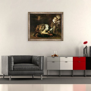 Tablou inramat - Henry Fuseli - Scena vrajitoarelor din Masca Reginelor de Benjamin Jonson 1572-1637 c.1785, 50 x 60 cm - Img 2