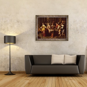Tablou inramat - Hieronymus Janssens - Masa de vacanta, 70 x 90 cm - Img 2