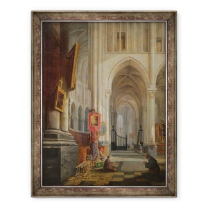 Tablou inramat - Hippolyte Joseph Cuvelier - Interiorul Catedralei Sf., 70 x 90 cm