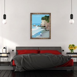 Tablou inramat - Hiroyuki Izutsu - Coasta pasnica cu valuri si stanci, 60 x 80 cm - Img 3