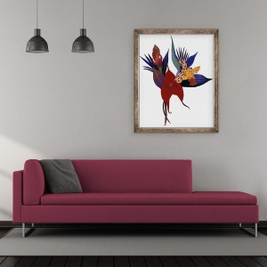 Tablou inramat - Hiroyuki Izutsu - O floare care aminteste de o tara tropicala, 50 x 60 cm - Img 2