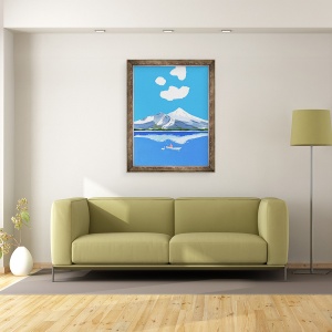 Tablou inramat - Hiroyuki Izutsu - Pescuitul pe lacul de iarna, 70 x 90 cm - Img 2