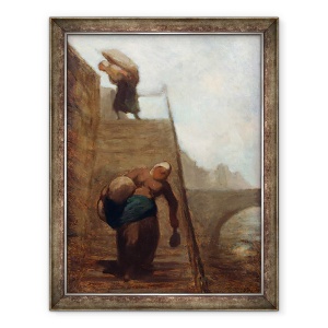 Tablou inramat - Honore Daumier - Washerwomen pe treptele cheului, 70 x 90 cm