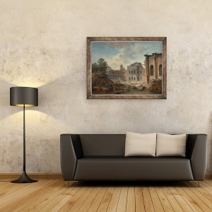 Tablou inramat - Hubert Robert - Demolarea castelului Meudon, 70 x 90 cm - Img 2