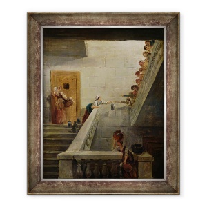 Tablou inramat - Hubert Robert - Distribuirea laptelui la inchisoarea St. Lazare, 50 x 60 cm