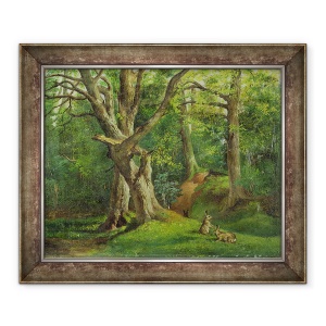 Tablou inramat - Hubert von Herkomer - Woodland Scena cu iepuri, 70 x 85 cm