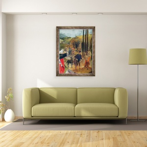 Tablou inramat - Hugo van der Goes - Portinari Altarpiece, panoul din dreapta detaliu al sosirii Magilor, 60 x 80 cm - Img 2