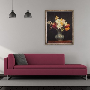 Tablou inramat - Ignace Henri Jean Fantin-Latour - Narcissi si lalele, 70 x 85 cm - Img 2