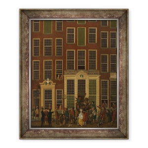 Tablou inramat - Isaak Ouwater - Agentia de Librarie si Loterie a lui Jan de Groot in Kalverstraat din Amsterdam, 50 x 60 cm