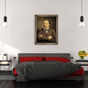 Tablou inramat - Ivan Nikolaevich Kramskoy - Portretul lui Nikolay Alekseyevich Nekrasov, 70 x 90 cm - Img 3