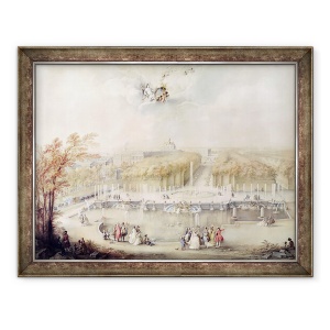 Tablou inramat - Jacqes Andre Portail - Vedere la Gradini si Castelul Versailles din Fantana Neptun, 60 x 80 cm